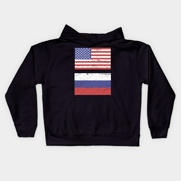 United States Flag & Russia Flag Kids Hoodie by Wizardmode